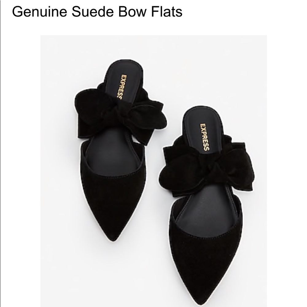 Express Genuine Suede Bow Flats-